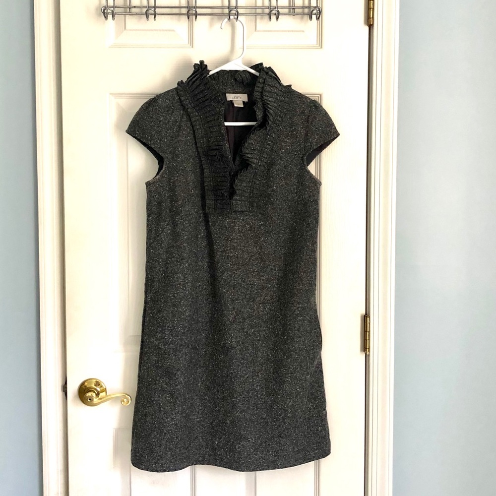 Loft Ruffle Collar, Cap Sleeve Dress. Size 2.